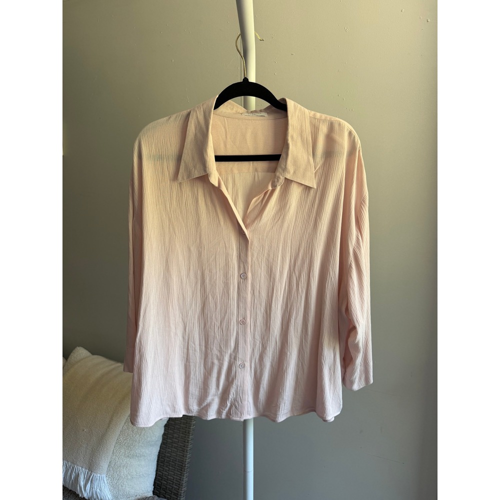 Babaton Aritzia Button Down Blouse XL Pink Excellent Ecovero Viscose Oversized